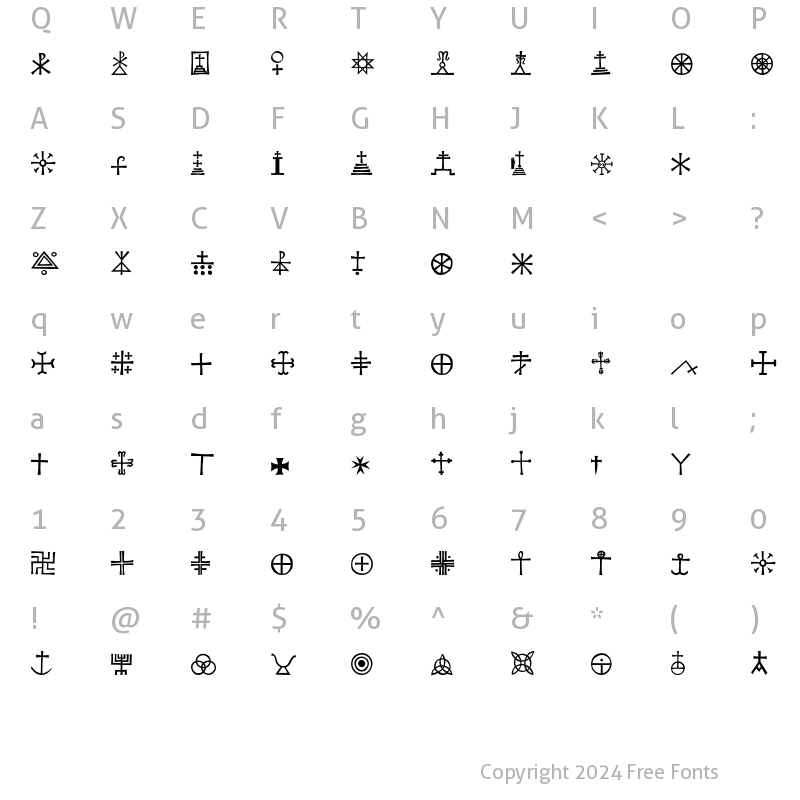 Character Map of KochSigns Two Regular