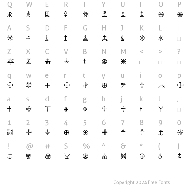 Character Map of KochSignsTwo Roman