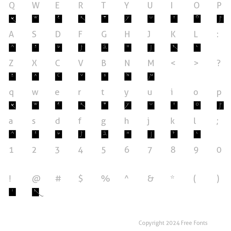 Character Map of KochsLongCapsSquares Regular