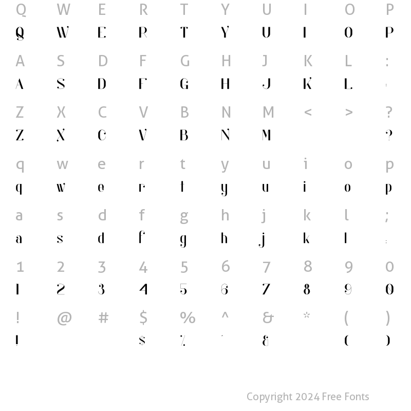 Character Map of Kocka Regular