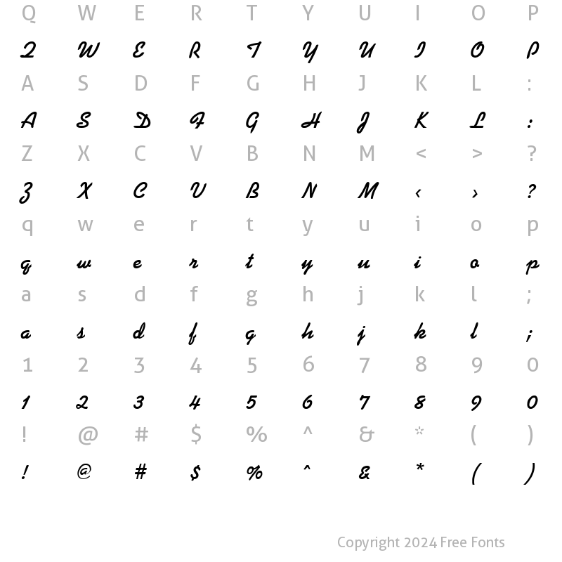 Character Map of Koffee Bold