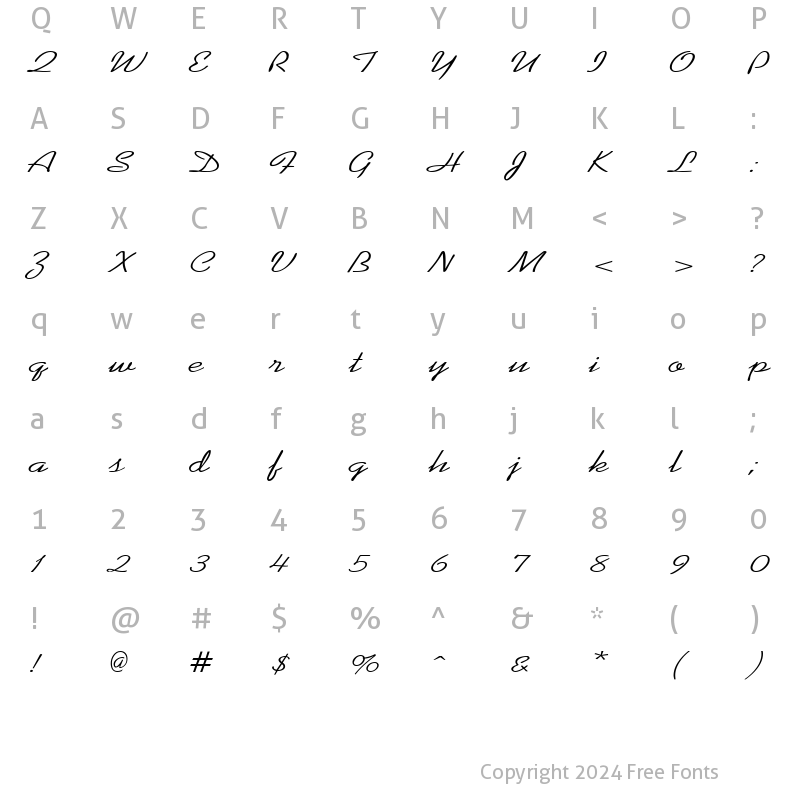 Character Map of KoffeeWide Regular