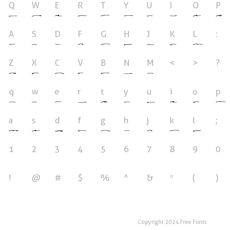 Character Map of Koffiesta swash Regular