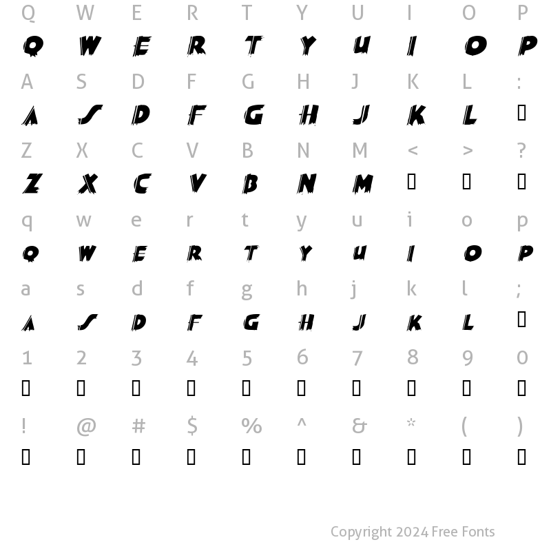 Character Map of KokamaSCapsSSK Italic