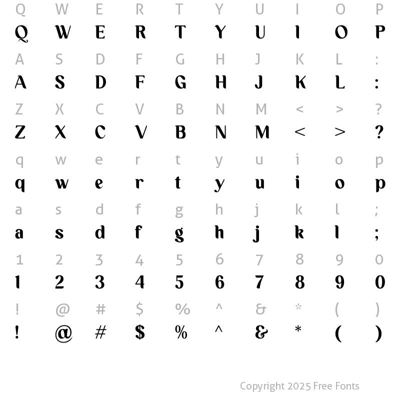 Character Map of Kolgimba Regular