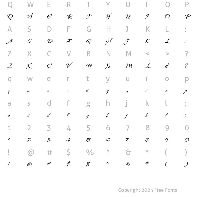 Character Map of KolkerBrush ROB