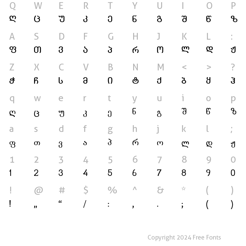 Character Map of Kolkhety-ITV Bold