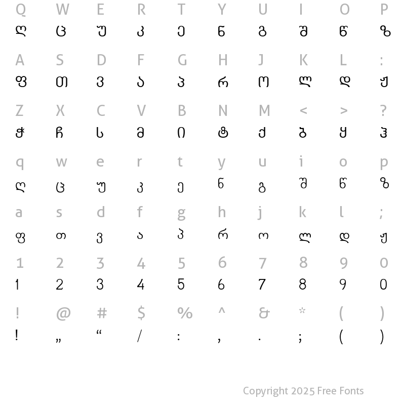 Character Map of Kolkhety-ITV Regular