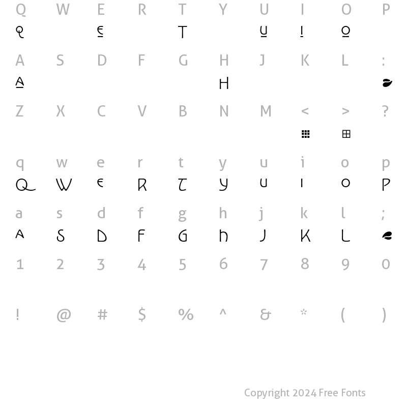 Character Map of Kolo LP Alternates Regular