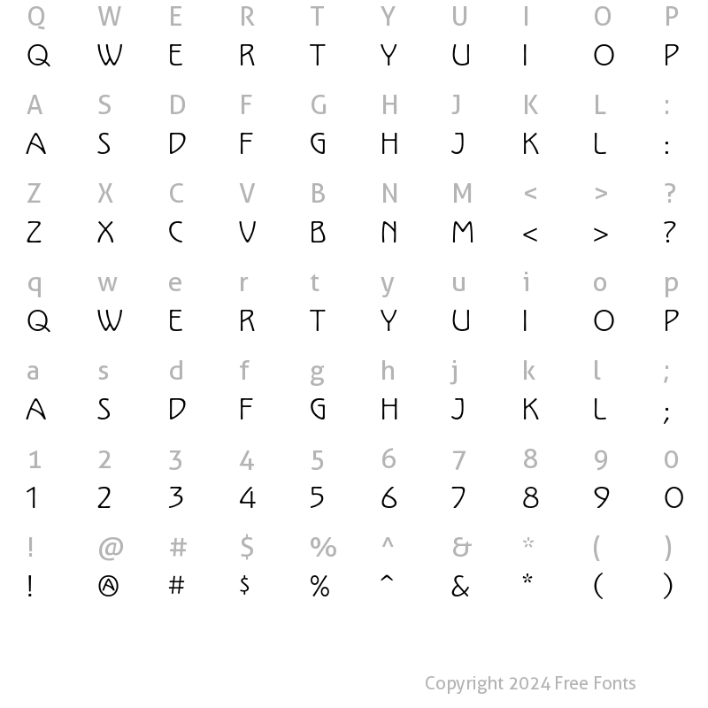 Character Map of Kolo LP Std Regular