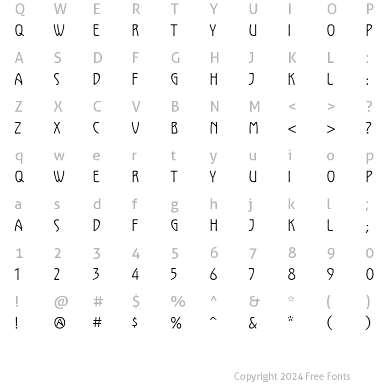 Character Map of KoloLP-Narrow Roman