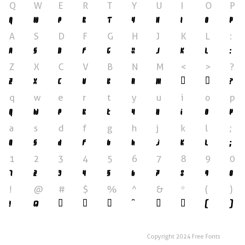 Character Map of Kombi Italic