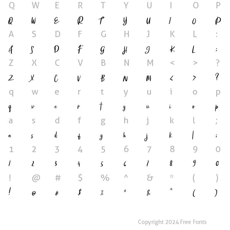 Character Map of Komik Regular