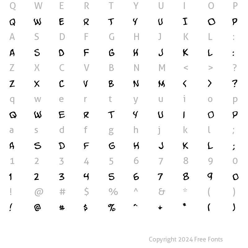 Character Map of Komika Boo Regular