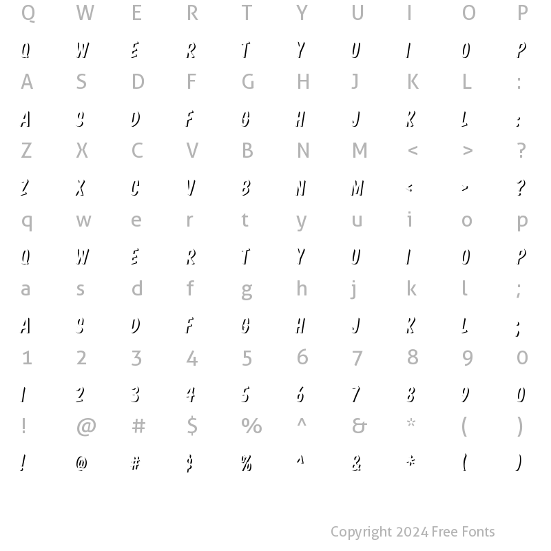 Character Map of Komika Boss Regular