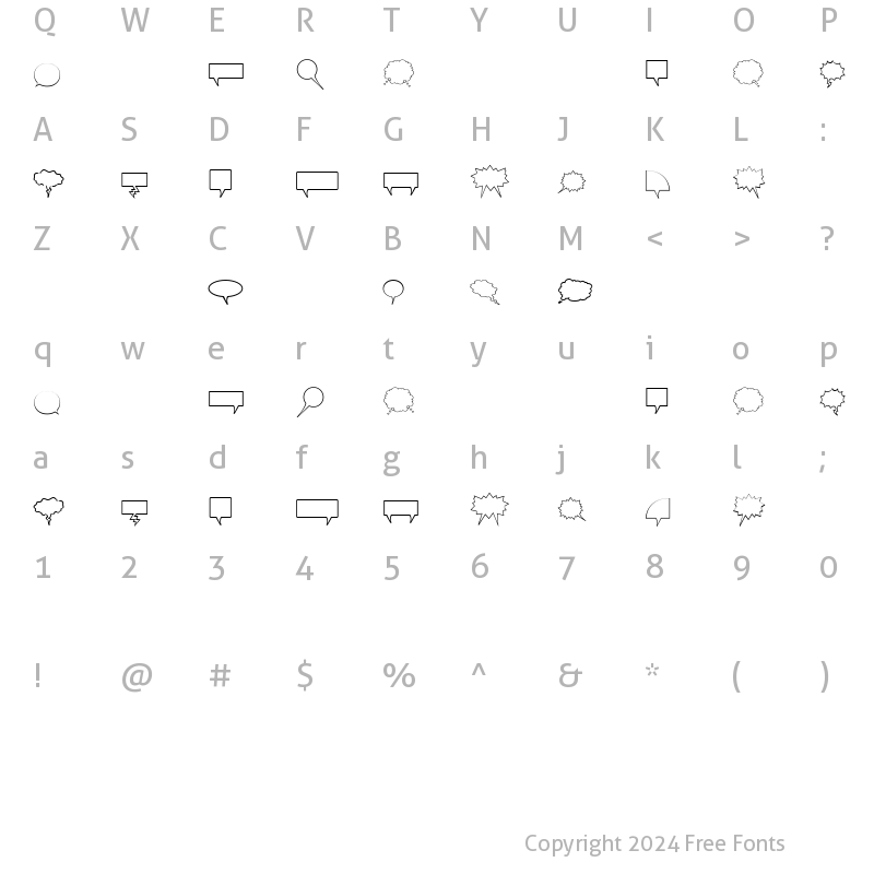 Character Map of Komika Bubbles Regular