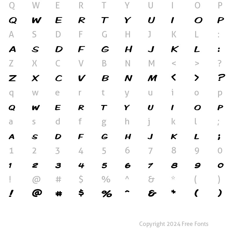 Character Map of Komika Display Kaps Wide Regular