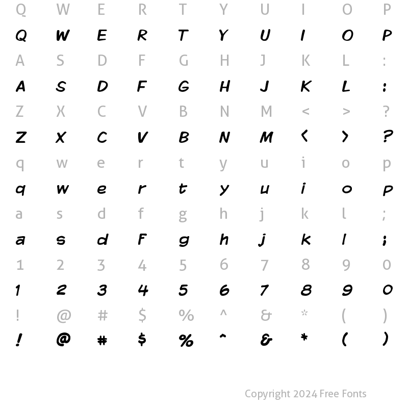 Character Map of Komika Display Regular