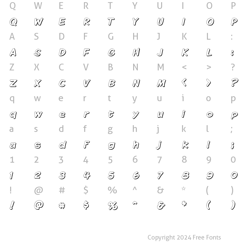 Character Map of Komika Display - Shadow Regular