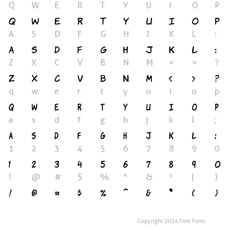 Character Map of Komika Jam Regular