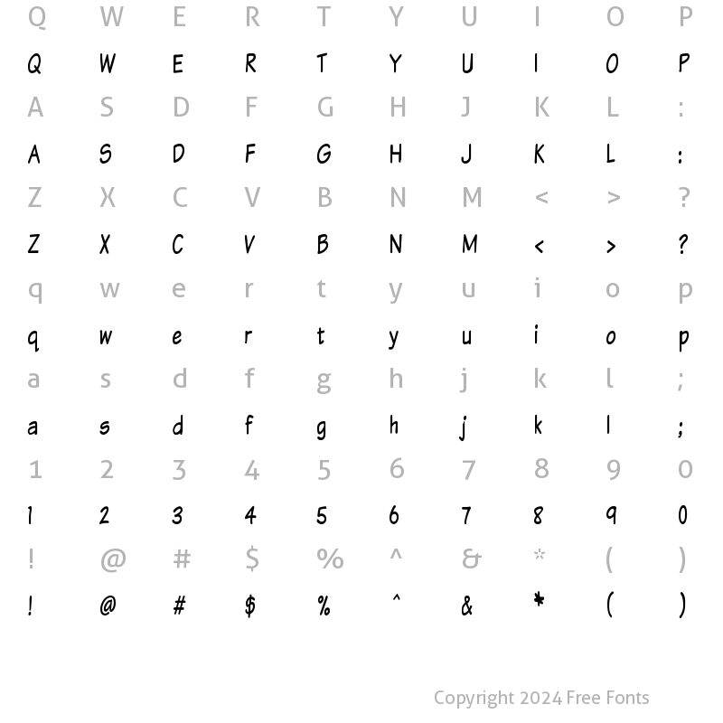 Character Map of Komika Text Tight Regular