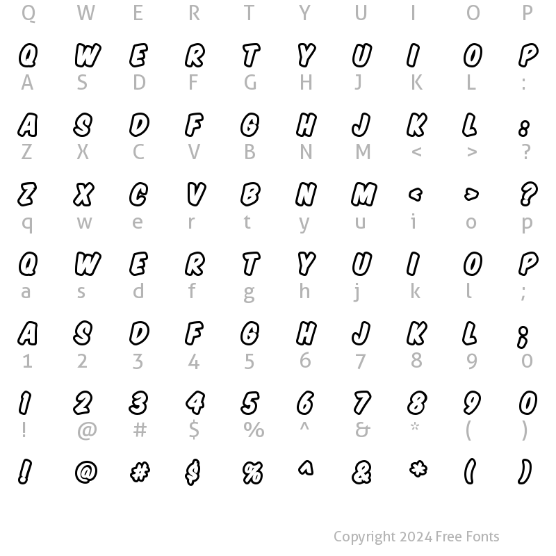 Character Map of Komika Title - Brush Regular