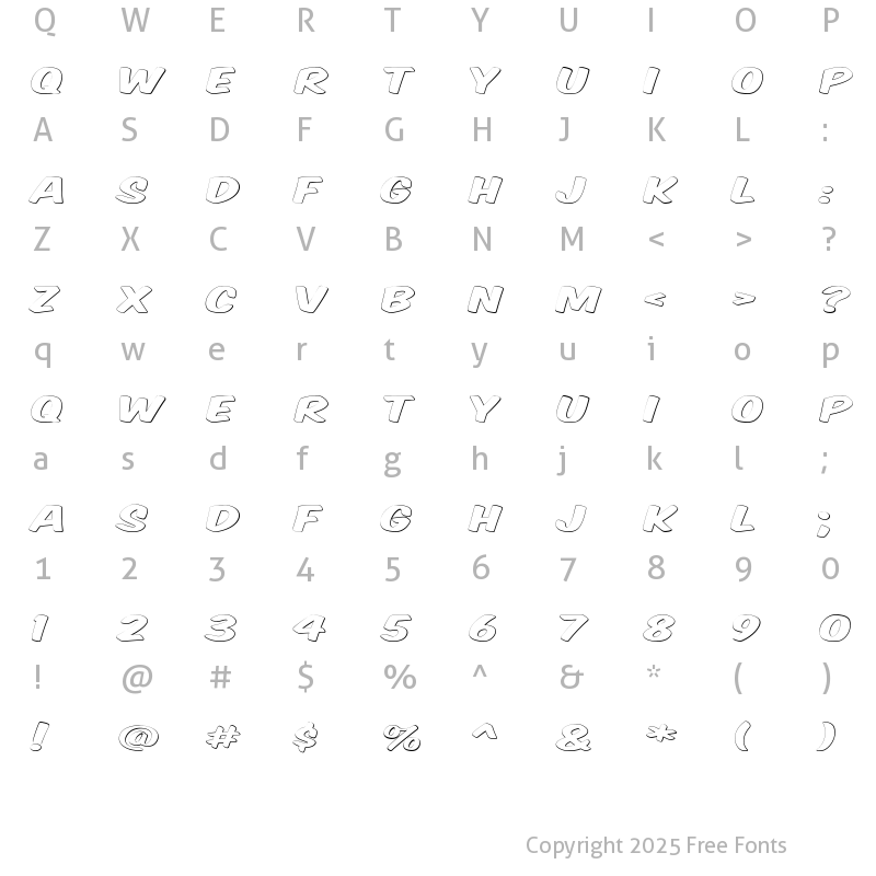 Character Map of Komika Title - Ghost Regular