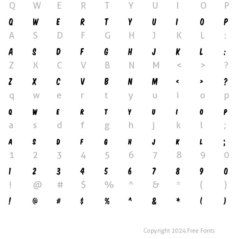 Character Map of Komika Title - Kaps Regular