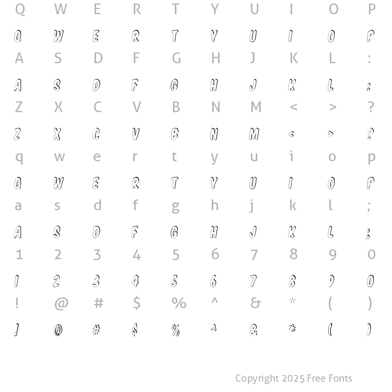 Character Map of Komika Title - Shadow Regular