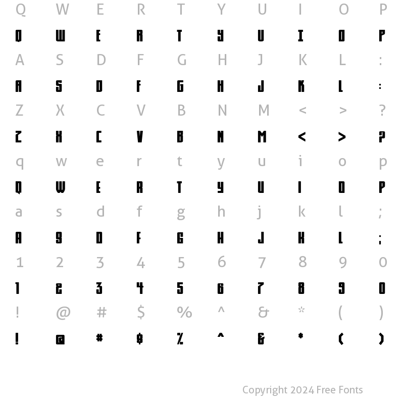 Character Map of Komikahuna Regular