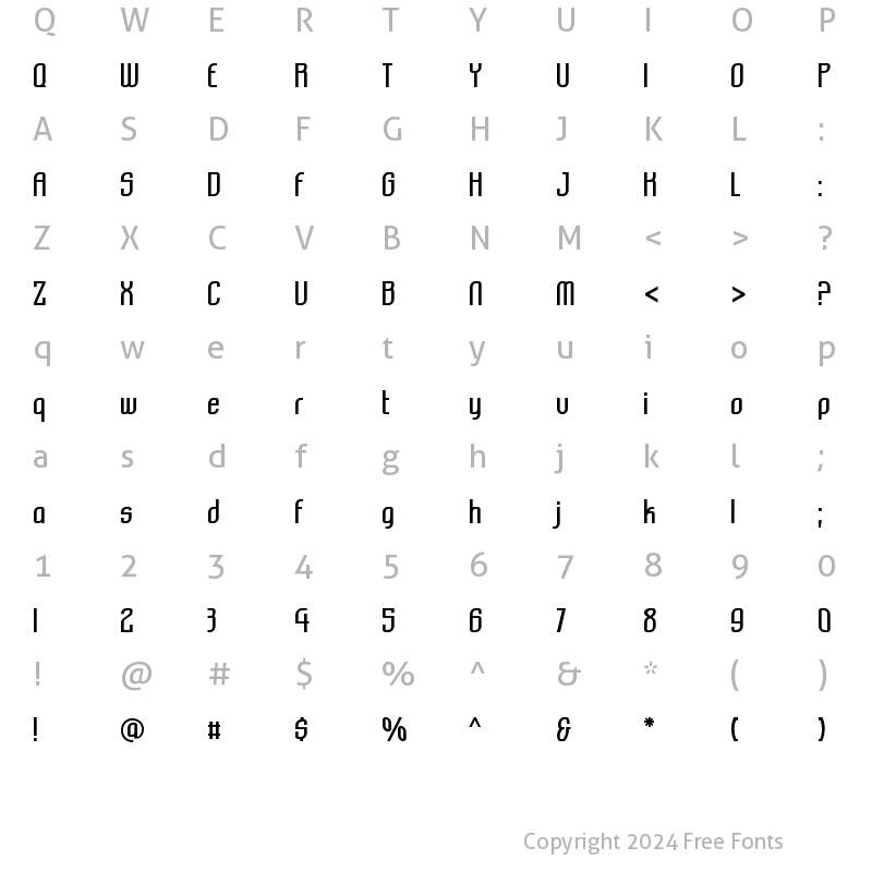 Character Map of Komikazba Regular