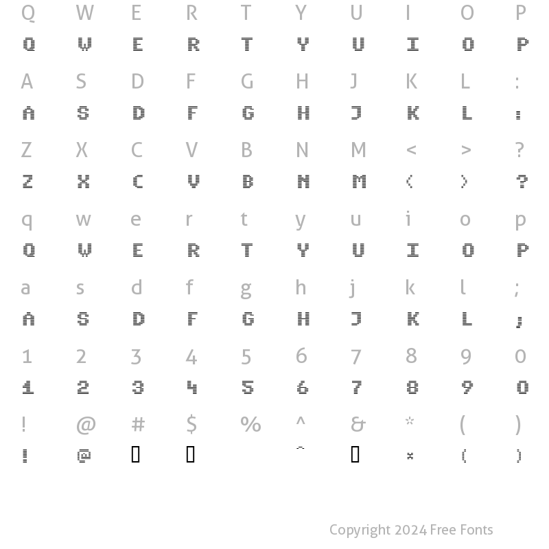 Character Map of Komodore Normal Komodore Normal