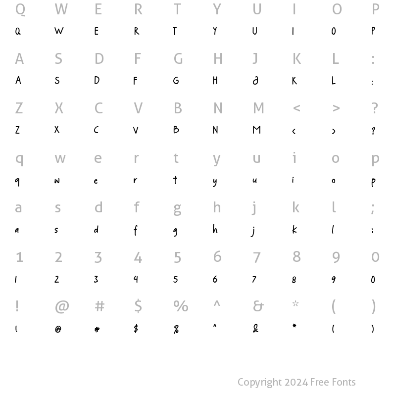 Character Map of Komtties Regular