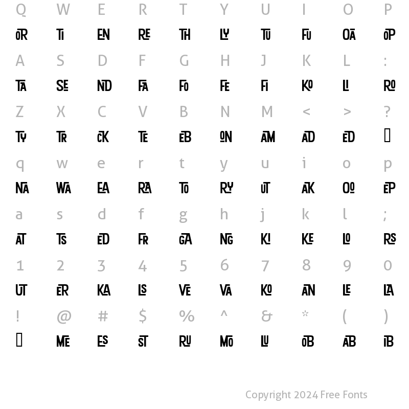 Character Map of Kon Tiki Aloha Ligatures JF Regular