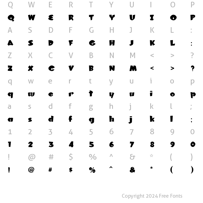 Character Map of Kon Tiki Kona JF Regular