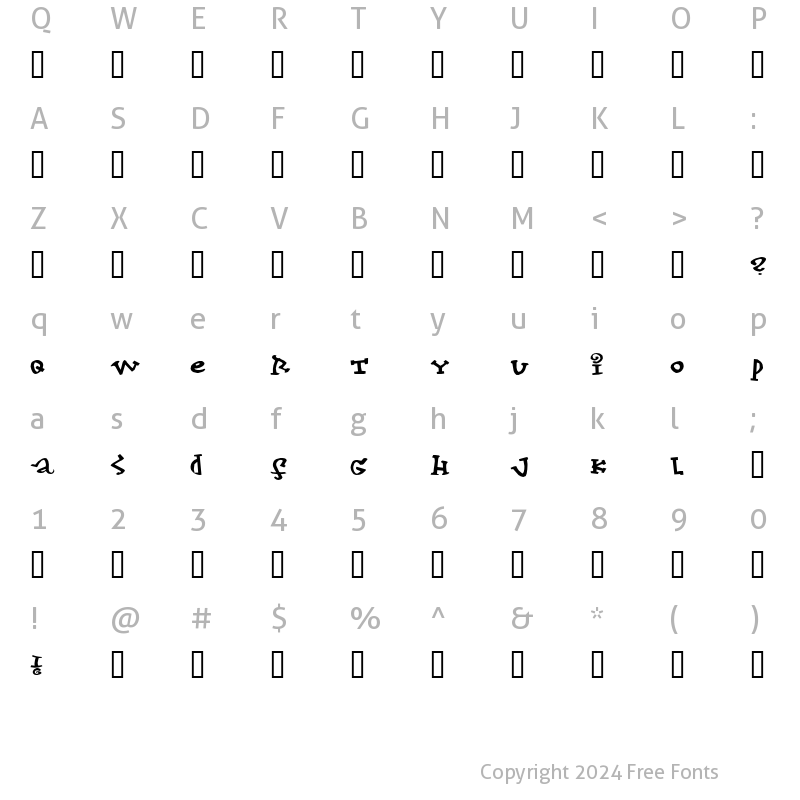 Character Map of Konfekt Regular