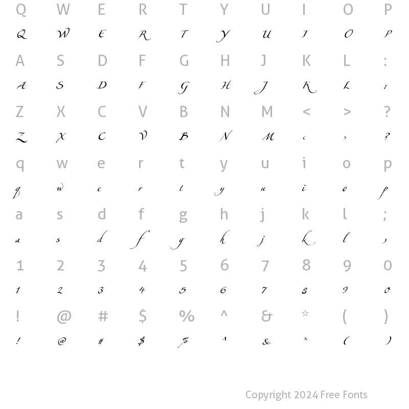 Character Map of Konstantin Script Aa Regular