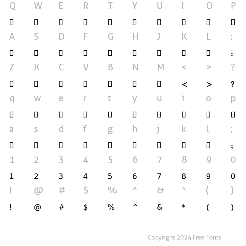 Character Map of Koodak Regular