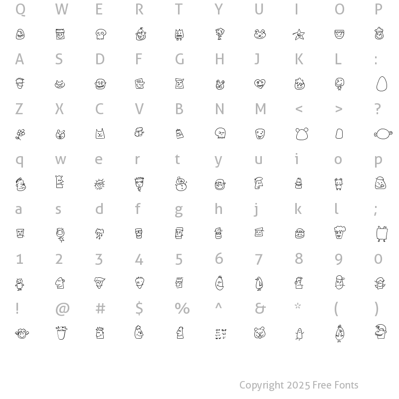 Character Map of Kookyheads Regular