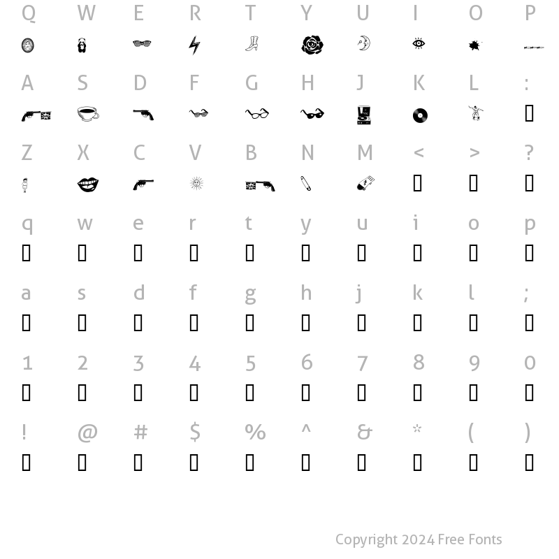 Character Map of Kool Ding Regular