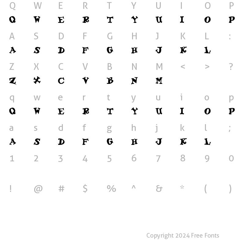 Character Map of KoolKapsDisplay Bold