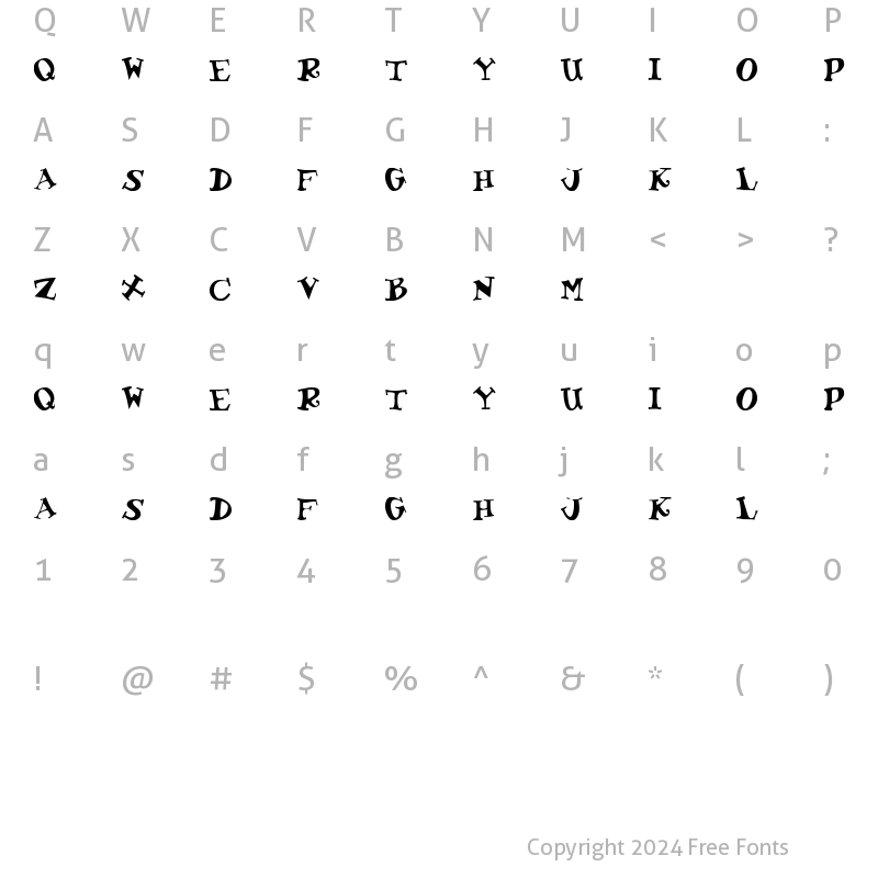 Character Map of KoolKapsDisplay Regular