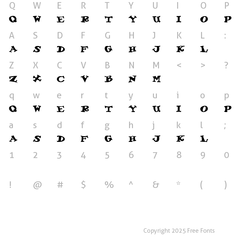 Character Map of KoolKapsDisplayHvy Bold