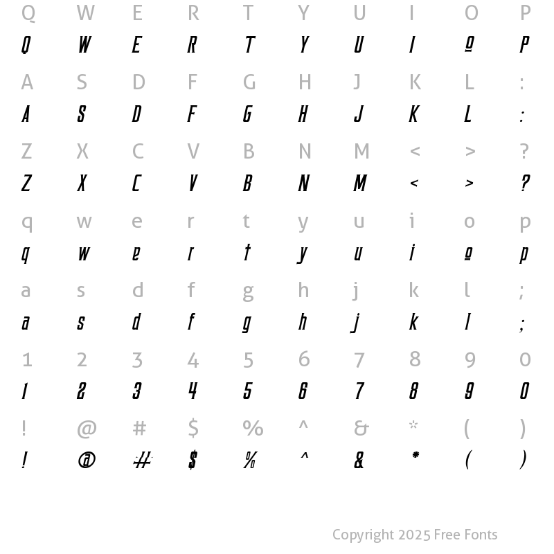 Character Map of Koprost Italic