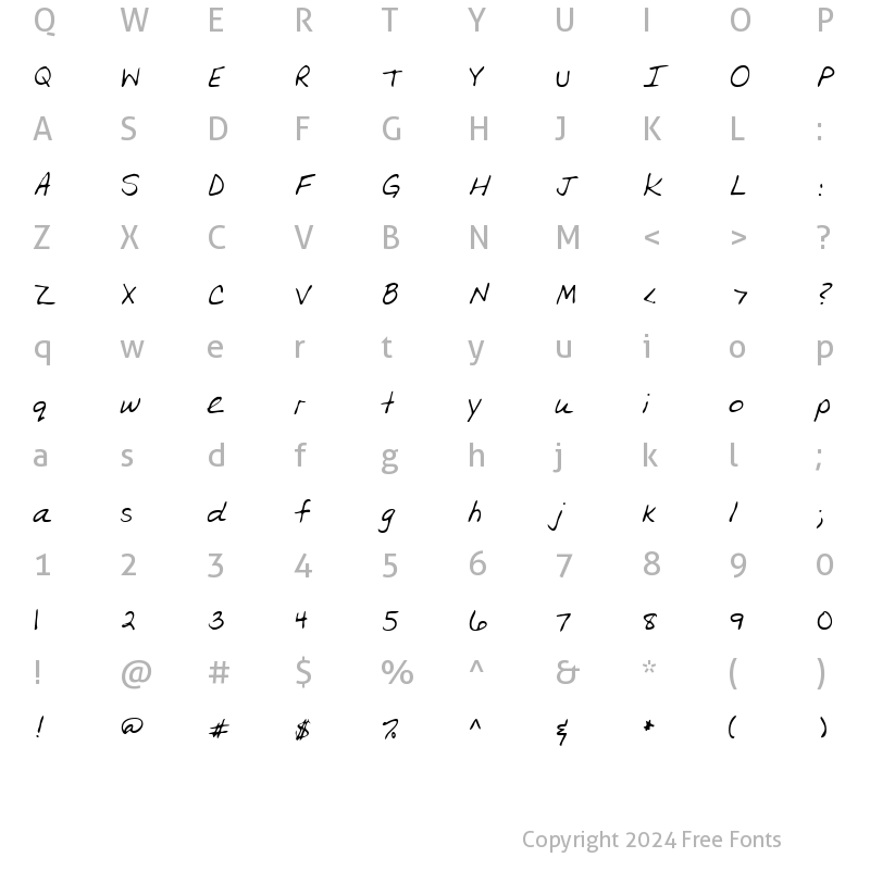 Character Map of KorasHand Regular