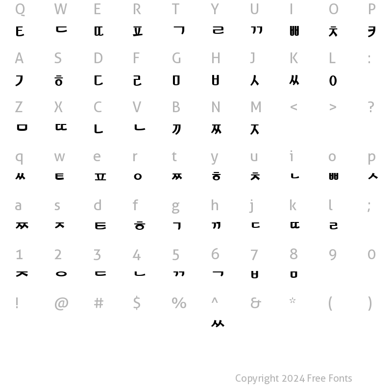 Character Map of KoreanSans Bold