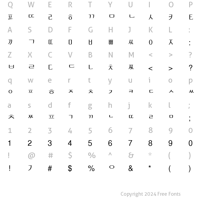 Character Map of KoreanSansSSK Regular