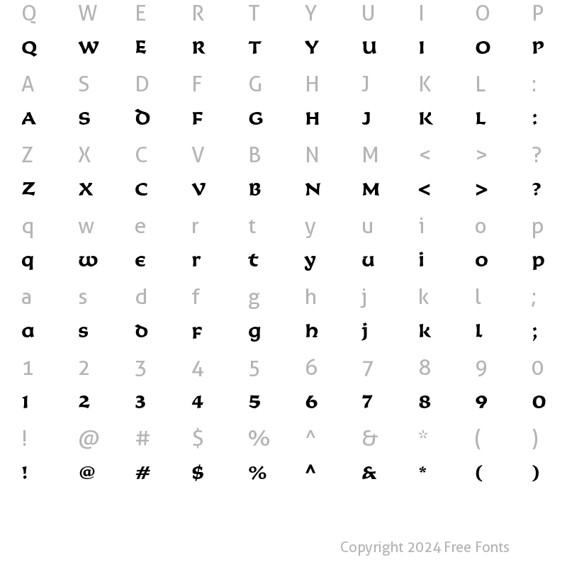 Character Map of Korigan ITC Bold