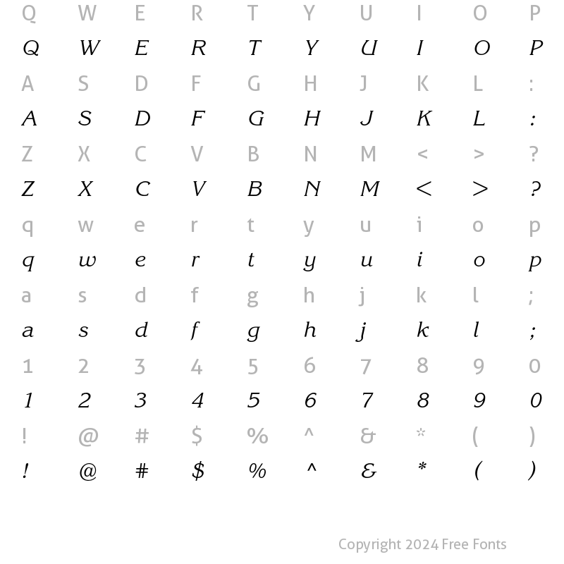 Character Map of Korinna BQ Regular