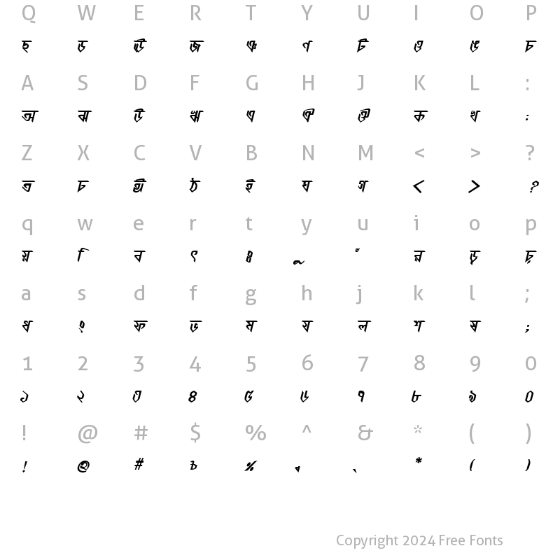 Character Map of KorotoaMJ Bold Italic